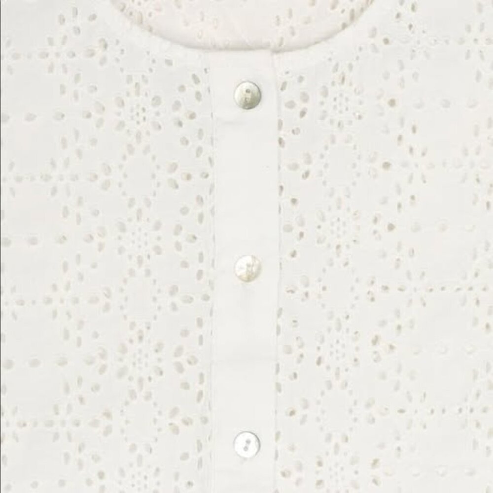 Oak + Fort Cropped White Eyelet Blouse (size S) - Picture 3 of 4